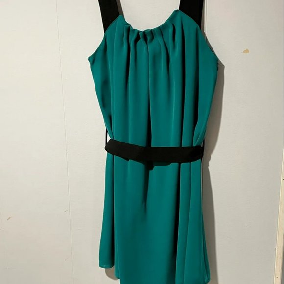 Teal Blue Dress with Black Tie - Picture 3 of 6
